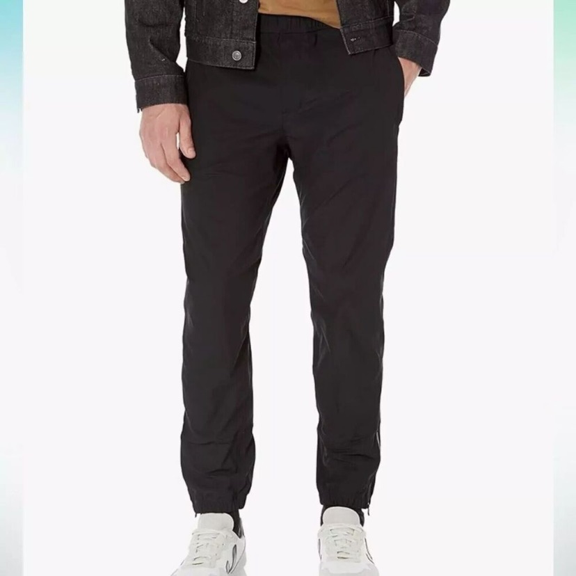 Vince Thick Black Patterned Classy Joggers With Great Pockets And Ankle Zippers